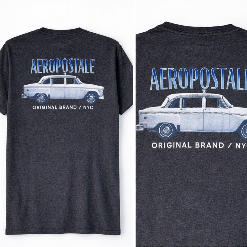 Men's Aeropostale Short Sleeve T-Shirt NYC Graphic Print Taxi Size Small Gray